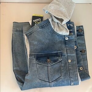 Blue Denim-Look Hooded Jacket
